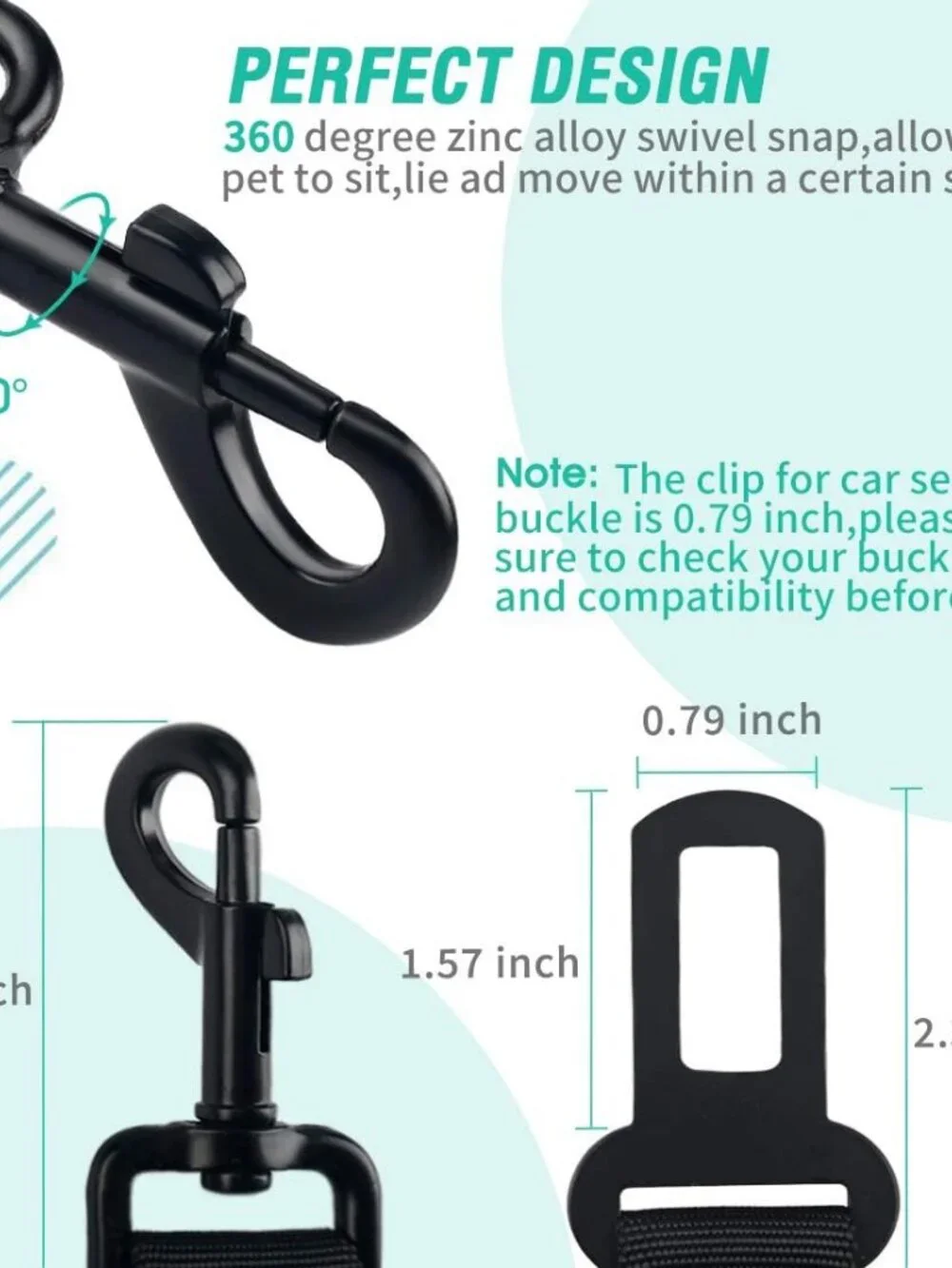 COOYOO Dog Seat Belt Set Adjustable Retractable Pet Car Safety Harness